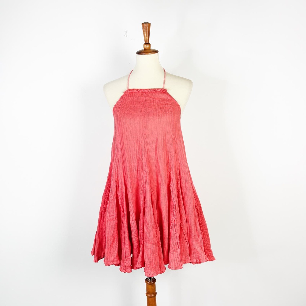 Free People  pink swing dress  100% cotton  lined Size XS - Picture 4 of 5